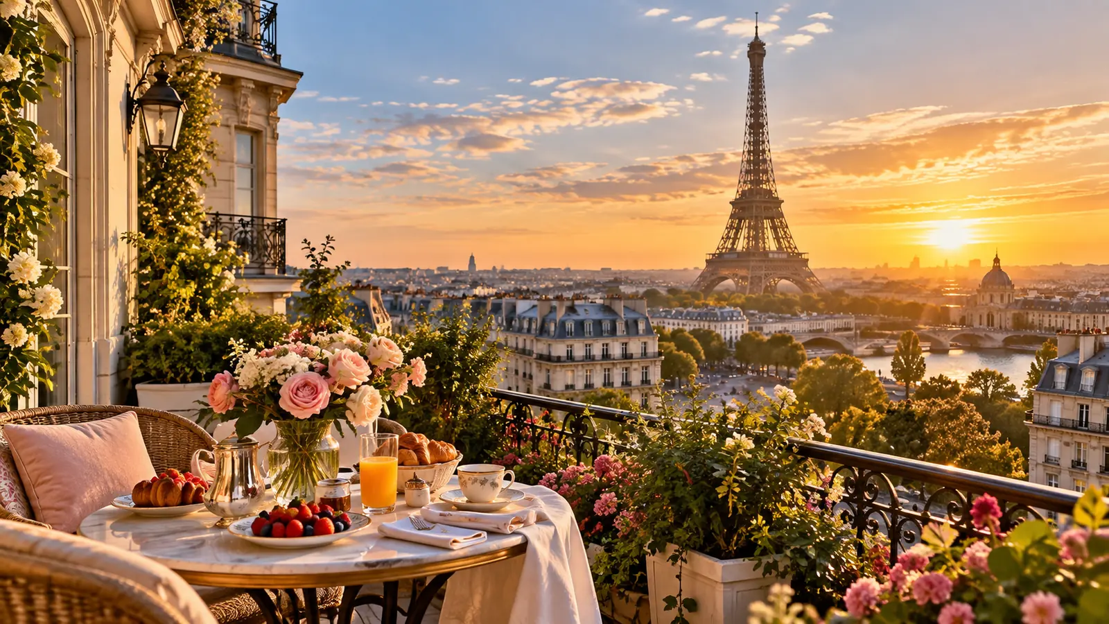 Parigi al tramonto con vista sulla Torre Eiffel