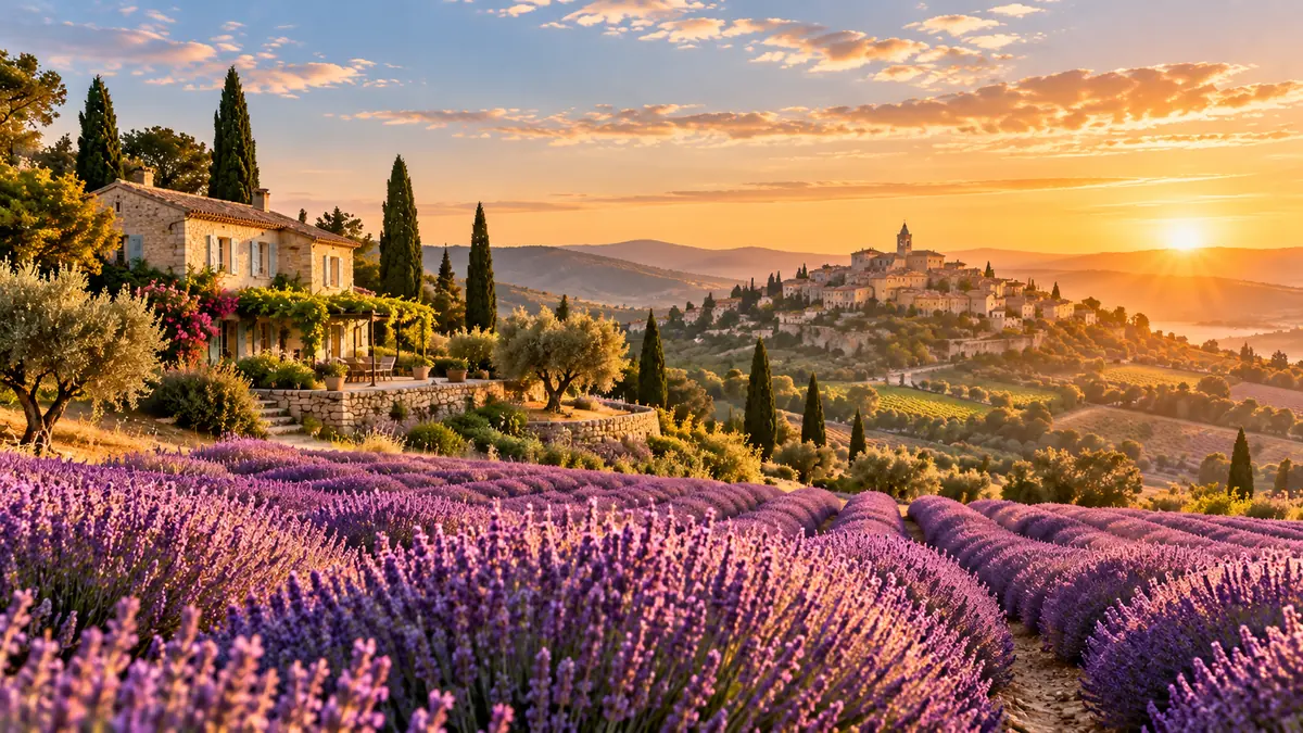 Champs de lavande en Provence dans une lumière chaude